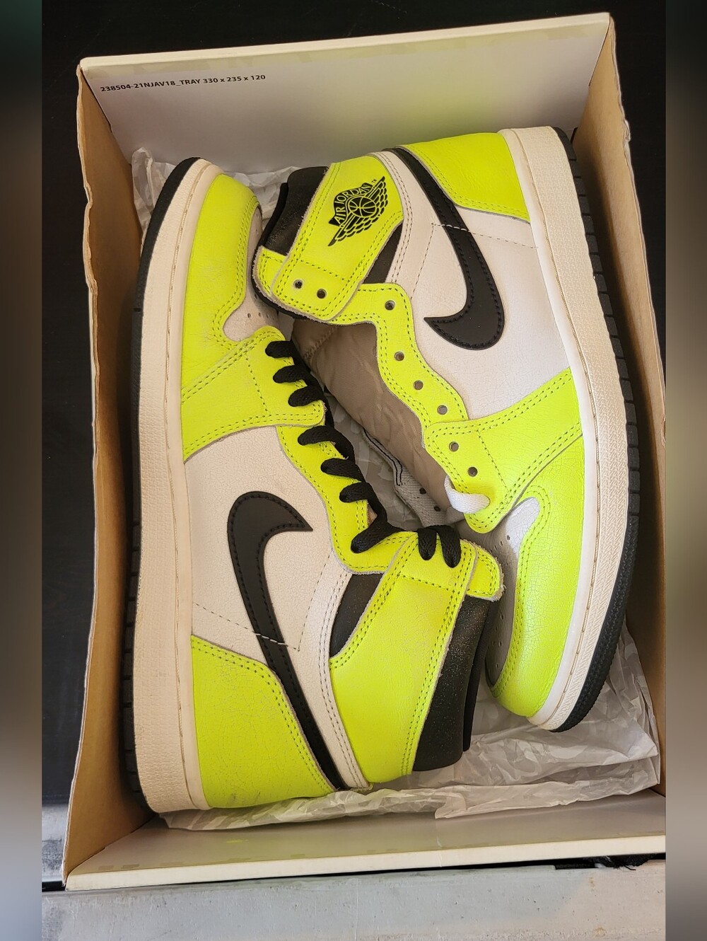 Jordan Box with Neon Yellow and Black Branding